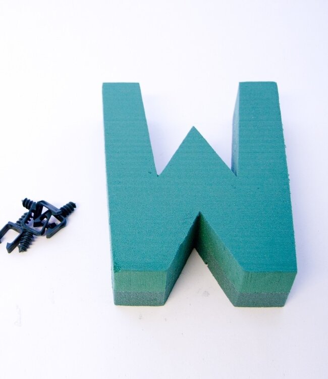 Green Oasis floral foam letter W | Height 31 centimetres | Ordered by piece