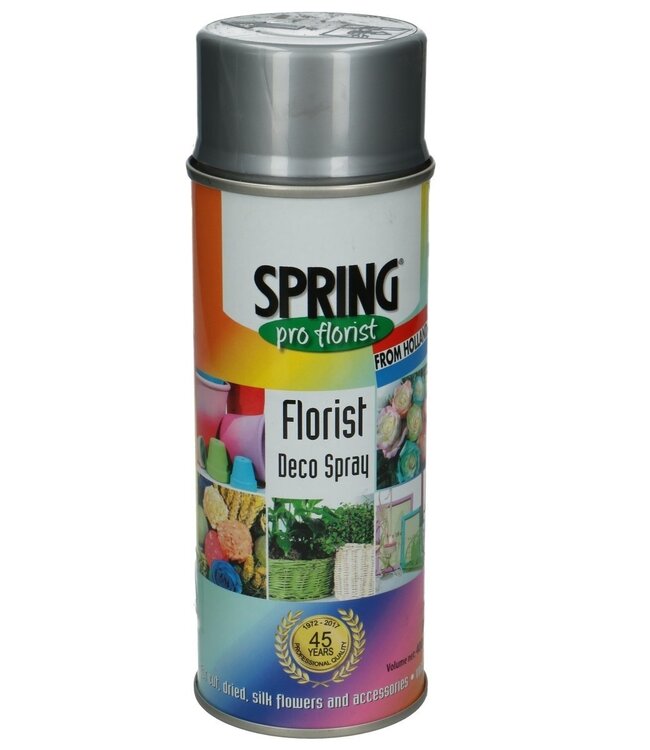 Peinture aérosol argentée | Contenu 400 millilitres | Spring Pro Florist deco spray | Peut être commandé par bombe aérosol