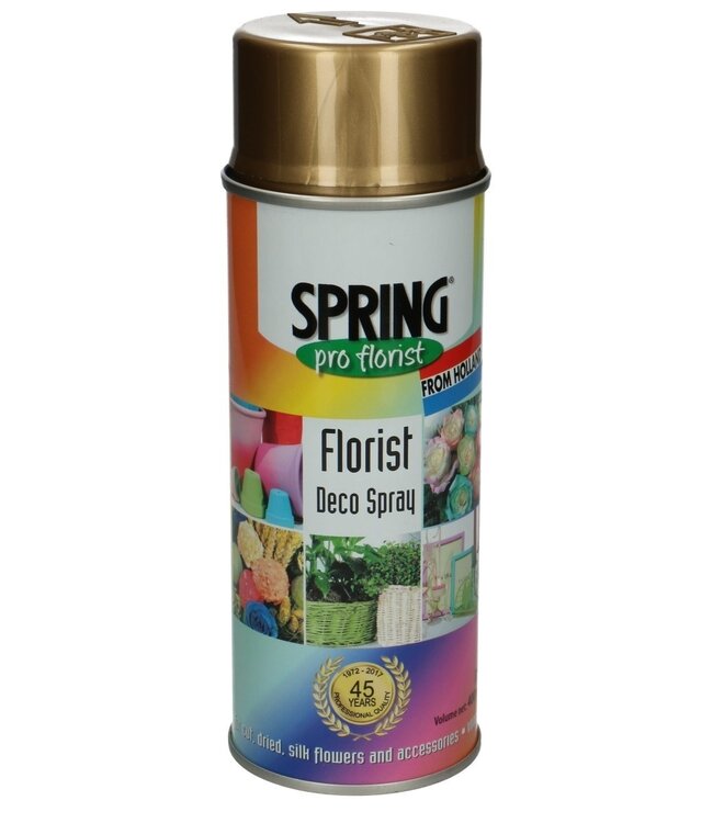 Goudkleurige spuitverf | Inhoud 400 milliliter | Spring Pro Florist deco spray | Per spuitbus te bestellen