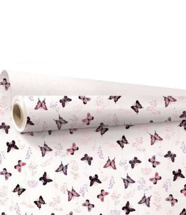 Rol wit roze papier Floraison | Breedte 80 centimeter | Lengte 40 meter | Per rol te bestellen