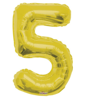 4A Gold coloured foil balloon numeral 5 | Height 85 centimetres | Per piece