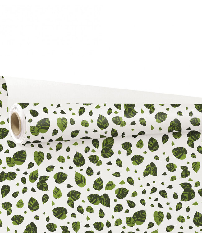 Eco roll white green paper Lina | Width 80 centimetres | Length 25 metres | Order per roll