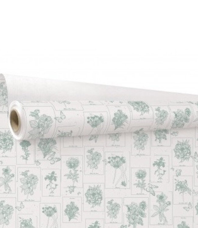 Roll of green white paper Curiosity | Width 80 centimetres | Length 40 metres | Order per roll