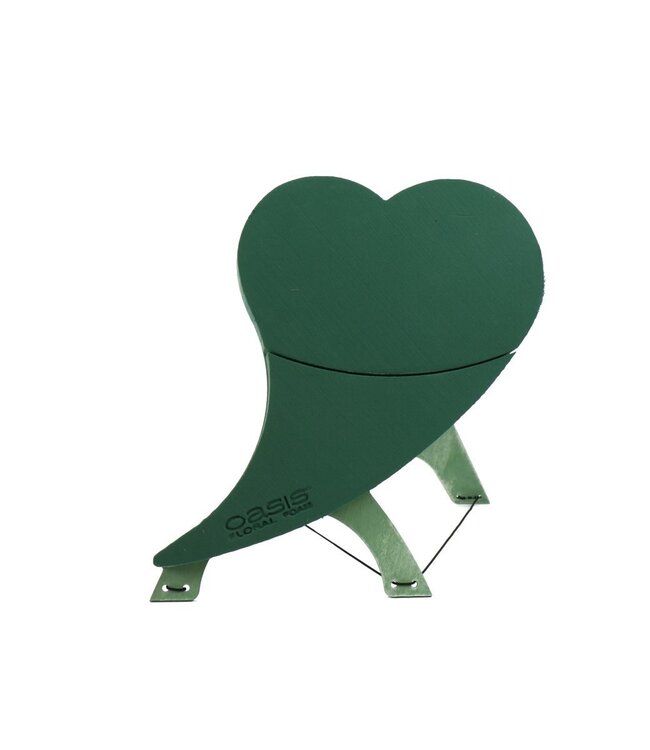 Green Oasis biodegradable floral foam Bioline heart with wooden base | Size 50 x 48 x 5 centimetres | Order per heart