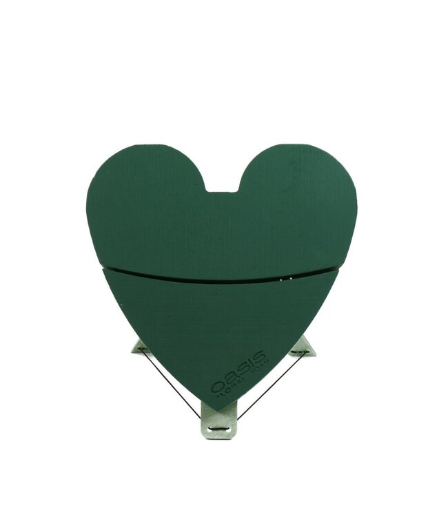 Green Oasis biodegradable floral foam Bioline heart with wooden base | Size 43.5 x 43 x 4 centimetres | Order per heart