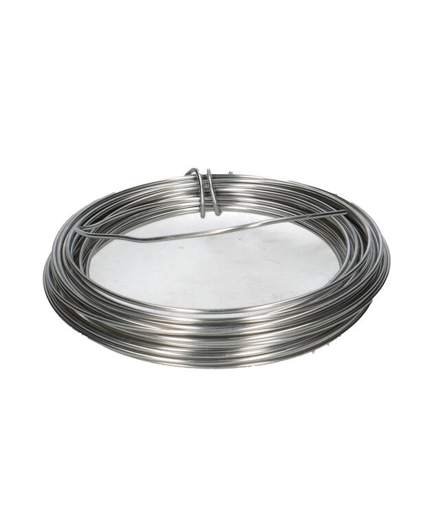 Silver-coloured aluminium wire | Diameter 2 millimetres | Length 12 metres | Weight 100 grams | Can be ordered by the piece