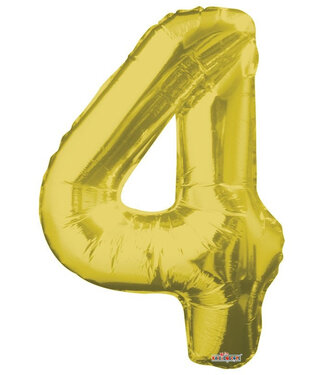 4A Gold coloured foil balloon figure 4 | Height 85 centimetres | Each