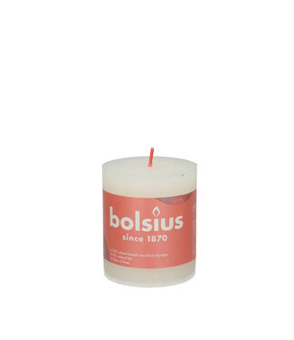 4A White rustic Bolsius block candle | Diameter 7 centimetres | Height 8 centimetres | Per 4 pieces