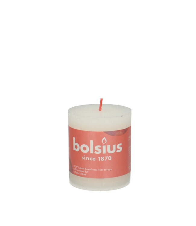 White rustic Bolsius pillar candle | Diameter 7 centimetres | Height 8 centimetres | Order per 4 candles