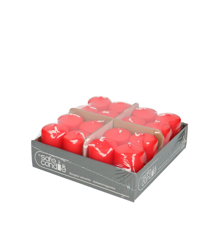 Red Safe Candle bougie émoussée | Diamètre 4 centimètres | Hauteur 6 centimètres | Commande par 16 bougies