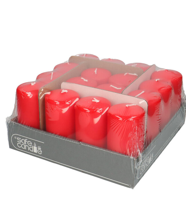 Red Safe Candle bougie émoussée | Diamètre 6 centimètres | Hauteur 12 centimètres | Commande par 16 bougies