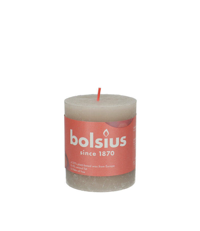 Grey rustic Bolsius block candle | Diameter 7 centimetres | Height 8 centimetres | Order per 4 candles