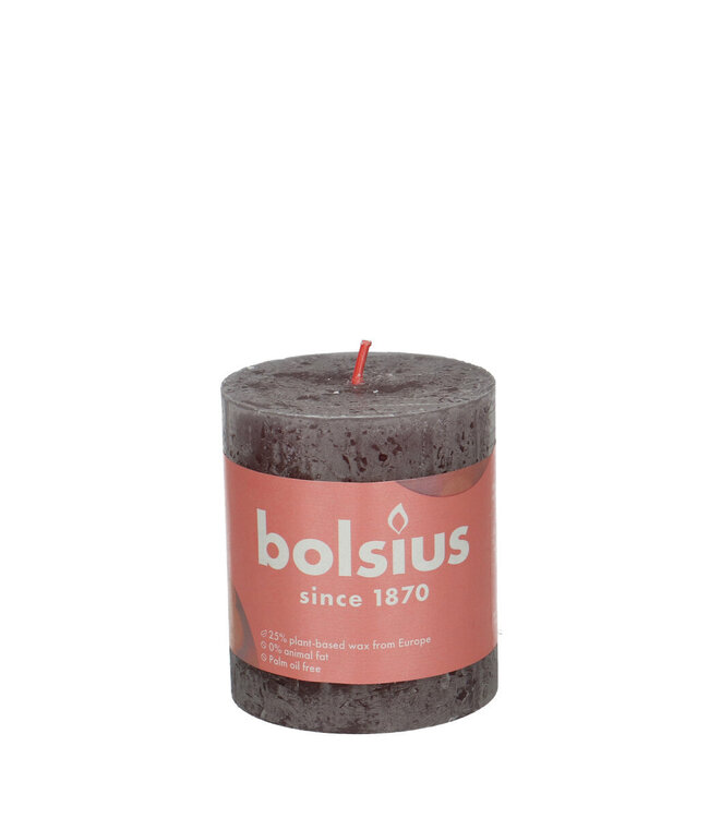 Bougie pilier Bolsius rustique | Diamètre 7 centimètres | Hauteur 8 centimètres | Commande par 4 bougies