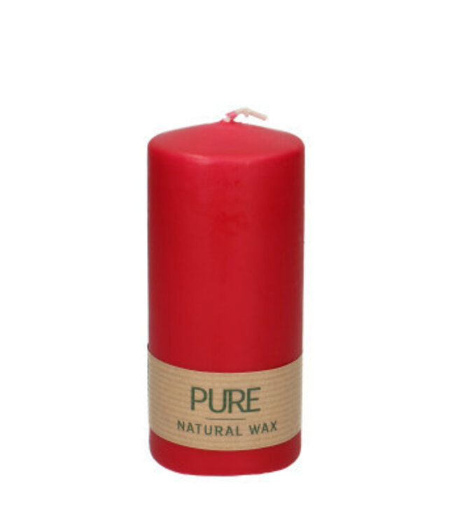 Bougie pilier rouge écologique Pure Nature | Diamètre 6 centimètres | Hauteur 13 centimètres | Commande par 6 bougies