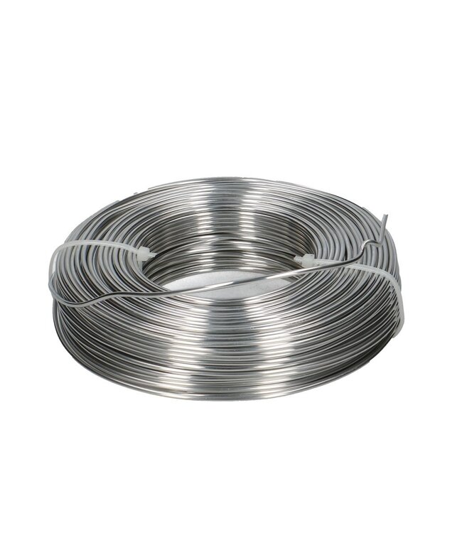 Zilverkleurig aluminium draad | Diameter 2 millimeter | Lengte 60 meter | Gewicht 500 gram | Per stuk te bestellen