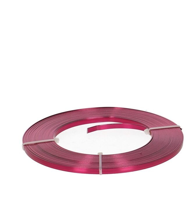 Fil d'aluminium plat de couleur fuchsia | Diamètre 5 millimètres | Longueur 10 mètres | Commande par pièce