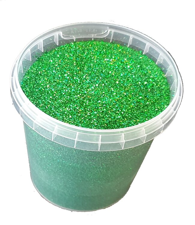 Eimer Glitter Laser grün | Gewicht 400 g | Größe Glitter 1/64 | 0,6 mm | 15 Hex | Eimerweise bestellen