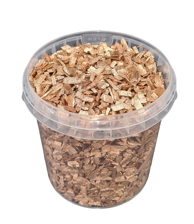 Wood chips antique gold coloured | Bucket capacity 1 litre | Order per 6 buckets