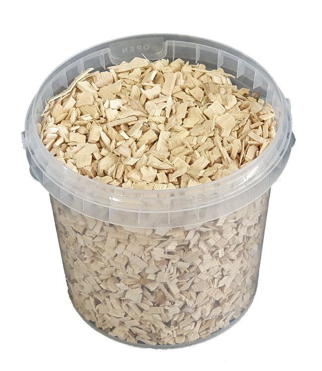 Wood chips matt white | Bucket capacity 1 litre | Order per 6 buckets