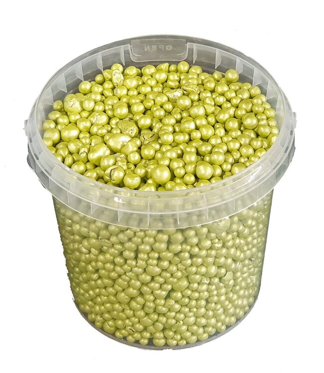 Green terracotta pearls | Bucket capacity 1 litre | Order per 6 buckets