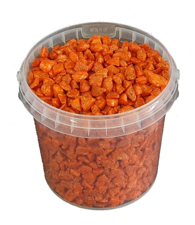 Terracotta-coloured decorative pebbles | Bucket capacity 1 litre | Order per 6 buckets