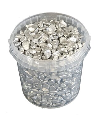 QC Silver decorative stones | Bucket capacity 1 litre | Per 6 pieces