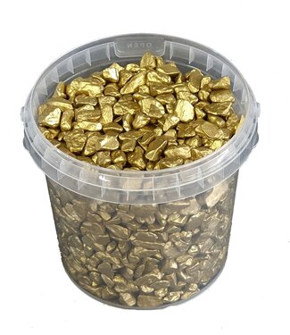 QC Gold-coloured decorative stones | Bucket capacity 1 litre | Per 6 pieces