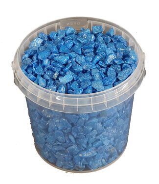 QC Blauwe decoratieve steentjes | Emmerinhoud 1 liter | Per 6 stuks