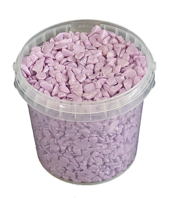 Lilac-coloured decorative stones | Bucket capacity 1 litre | Order per 6 buckets