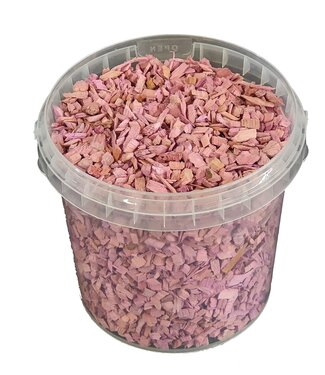 QC Houtsnippers roze mat | Emmerinhoud 1 liter | Per 6 emmers