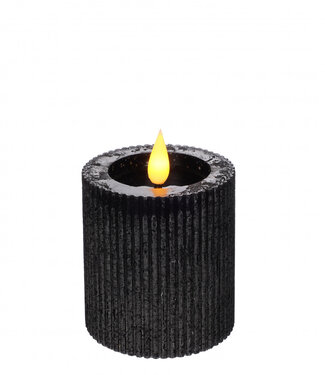 4A Bougies LED striées noires | Diamètre 7 centimètres | Hauteur 7,5 centimètres | Piles AAA non comprises | Par 6 pièces