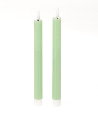 4A LED pencil candles light green | Diameter 2 centimetres | Height 24.5 centimetres | Excluding AA batteries | Per 6 pieces x 2