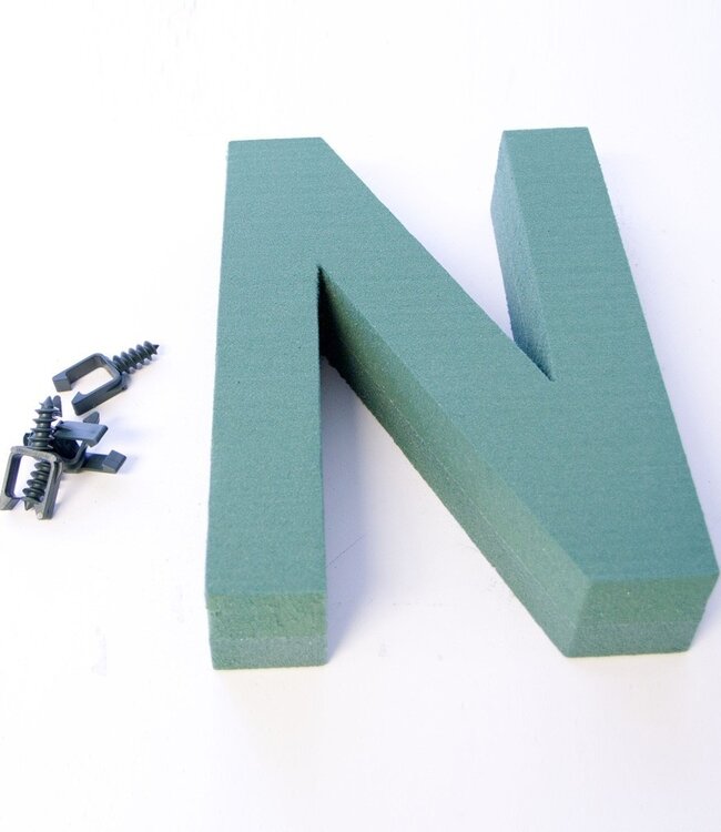 Green Oasis floral foam letter N | Height 31 centimetres | Ordered by piece