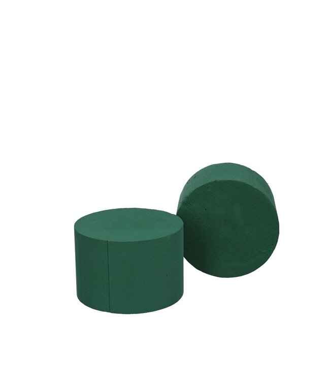 Mousse florale cylindrique verte | Diamètre 12 centimètres | Hauteur 8 centimètres | Commandée par 4 pièces