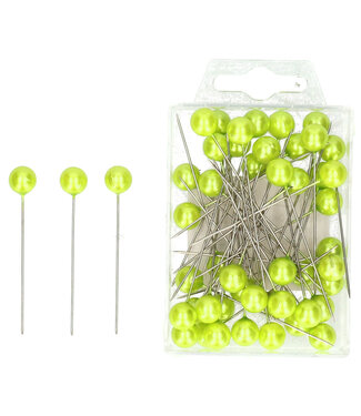 4A Apple green pearl pins / pearl studs | Pearl diameter 10 millimetres | Length 6 centimetres | Per 50 pieces