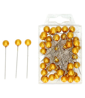 4A Gold-coloured pearl pins / pearl studs | Pearl diameter 10 millimetres | Length 6 centimetres | Per 50 pieces