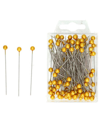 4A Gold coloured pearl pins / pearl studs | Pearl diameter 6 millimetres | Length 6.5 centimetres | Per 100 pieces