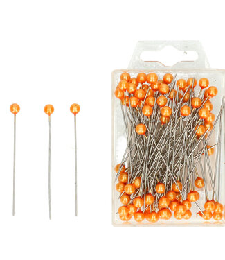 4A Orange pearl pins / pearl studs | Pearl diameter 6 millimetres | Length 6.5 centimetres | Per 100 pieces