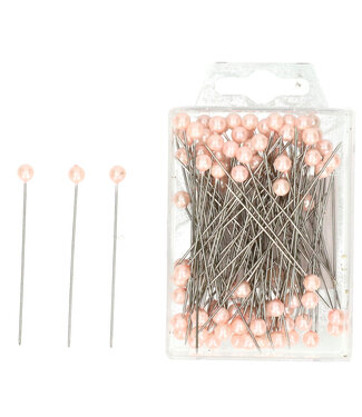 4A Light pink pearl pins / pearl studs | Pearl diameter 6 millimetres | Length 6.5 centimetres | Per 100 pieces