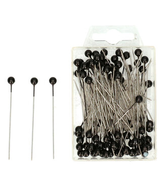 4A Black pearl pins / pearl studs | Pearl diameter 6 millimetres | Length 6.5 centimetres | Per 100 pieces