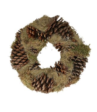 4A Natural wreath with pine cones and moss | Diameter 25 centimetres | Per piece