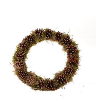 4A Natural wreath with pine cones and spore moss | Diameter 40 centimetres | Per piece