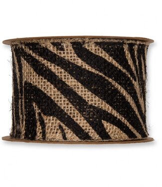 4A Jute lint met zebraprint | Breedte 60 millimeter | Lengte 5 meter   | Per stuk