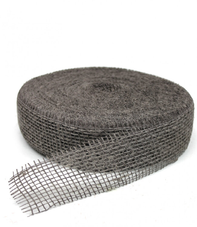 Grijs jute lint | Breedte 50 millimeter | Lengte 40 meter   | Per stuk te bestellen