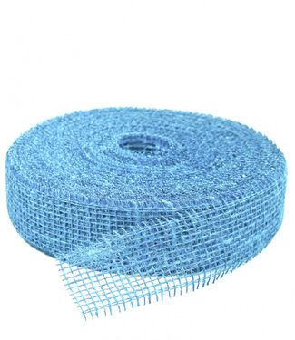 4A Lichtblauw jute lint | Breedte 50 millimeter | Lengte 40 meter   | Per stuk