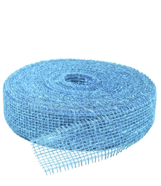 Light blue jute ribbon | Width 50 millimetres | Length 40 metres | Ordered by piece