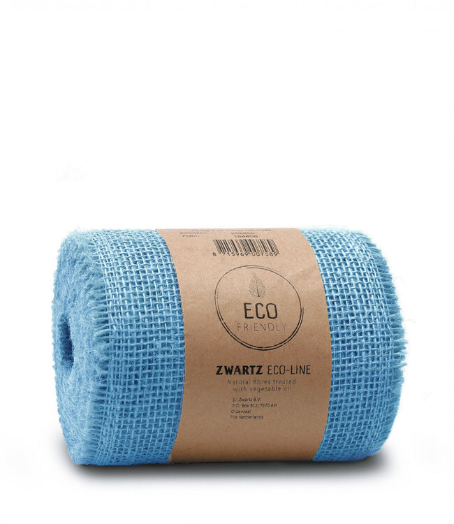 Light blue jute ribbon | Width 150 millimetres | Length 10 metres | Ordered by piece