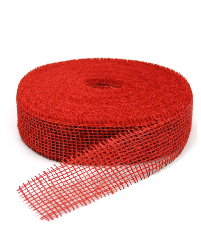 Rood jute lint | Breedte 50 millimeter | Lengte 40 meter   | Per stuk te bestellen