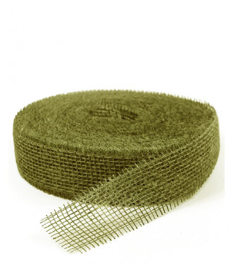 4A Olijfgroen jute lint | Breedte 50 millimeter | Lengte 40 meter   | Per stuk