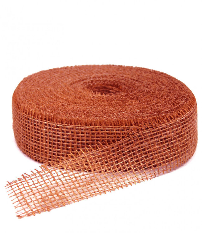 Terracottakleurig jute lint | Breedte 50 millimeter | Lengte 40 meter   | Per stuk te bestellen